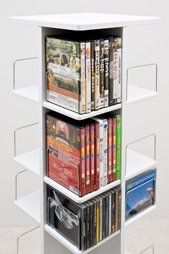 Amazon.co.jp: 回転式タワーCDラック・DVDラック[ホワイト